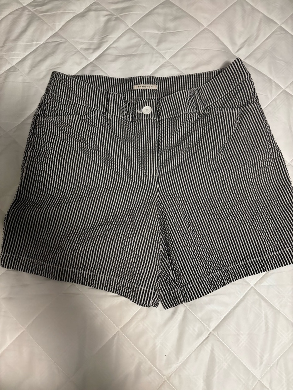 Jones New York Black & White Pinstripe High-Rise Shorts